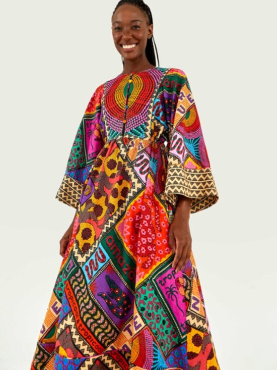 FARM Rio Dresses & Skirts - Farm Rio Dotted Patch Scarf Midi Dress Amazonia Tropicool Resort Collection